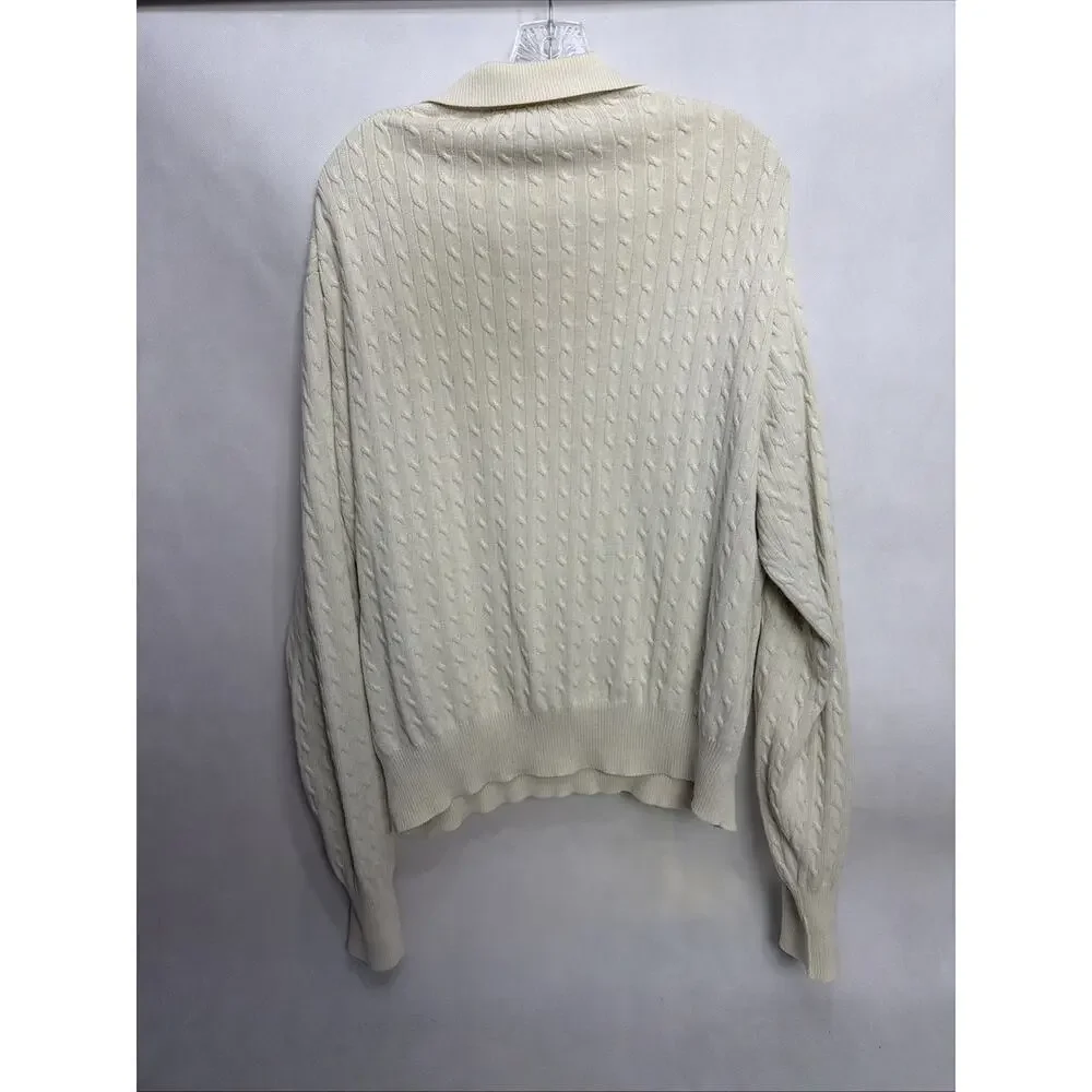 Vtg Polo Golf Ralph Lauren Men’s Cotton V Neck Cable Knit Sweater XL